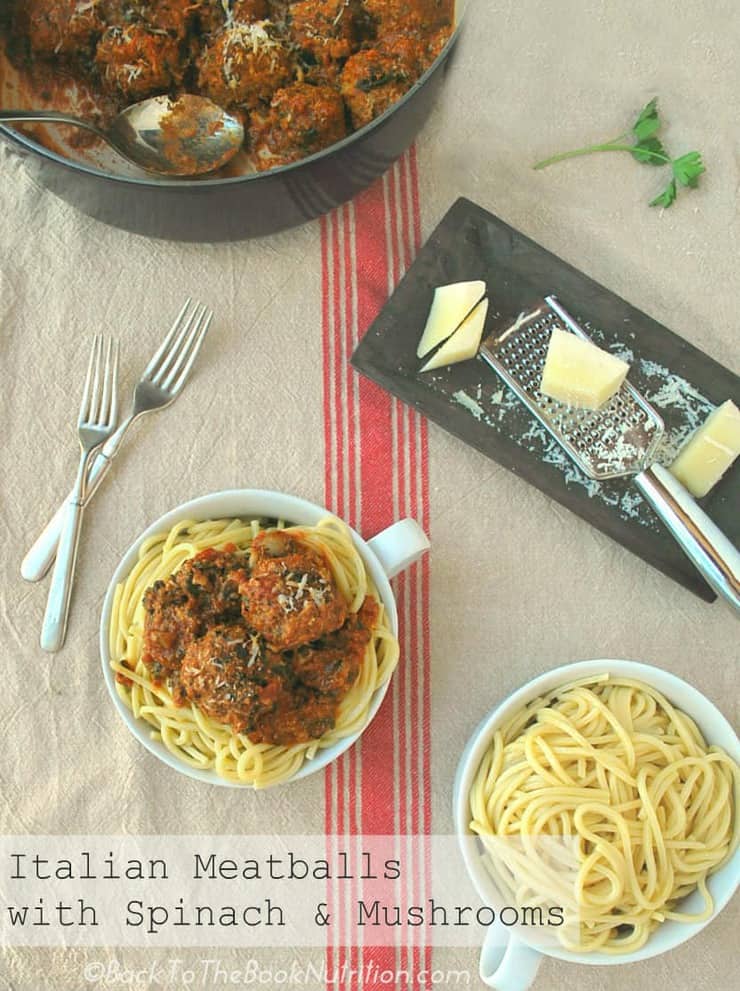Classic Italian Meatballs with Spinach and Mushrooms | Back To The Book Nutrition