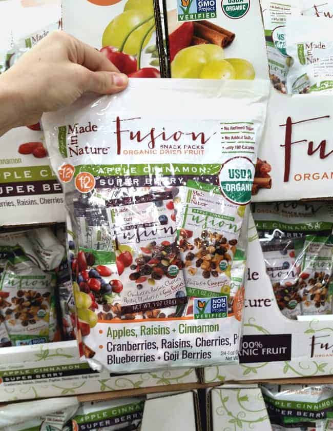 Healthy, single serve Fusion dried fruit and seeds pouches from Costco | Back To The Book Nutrition