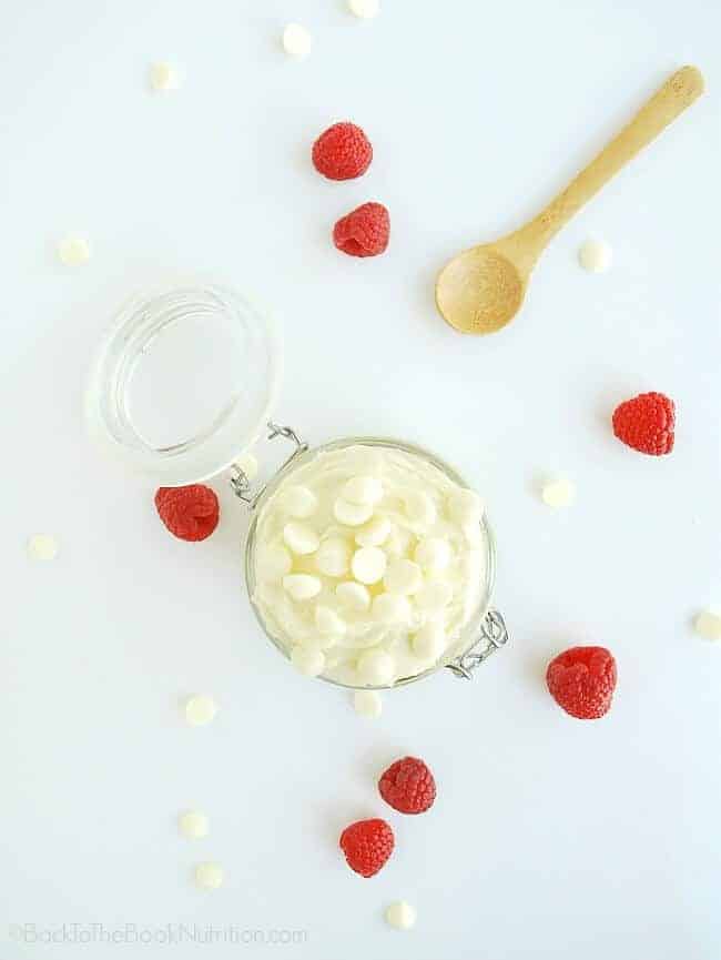 White Chocolate Body Butter made from only 4 all natural ingredients - super luxurious, easy to make, and fragrance free! | Back To The Book Nutrition