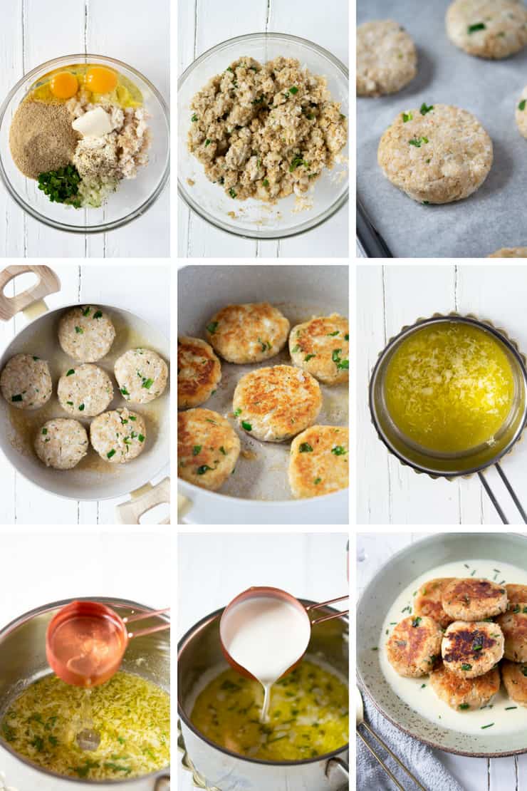 Step by step photos for making crab cakes