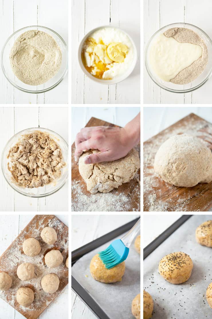 Step by step photos for making homemade hamburger buns