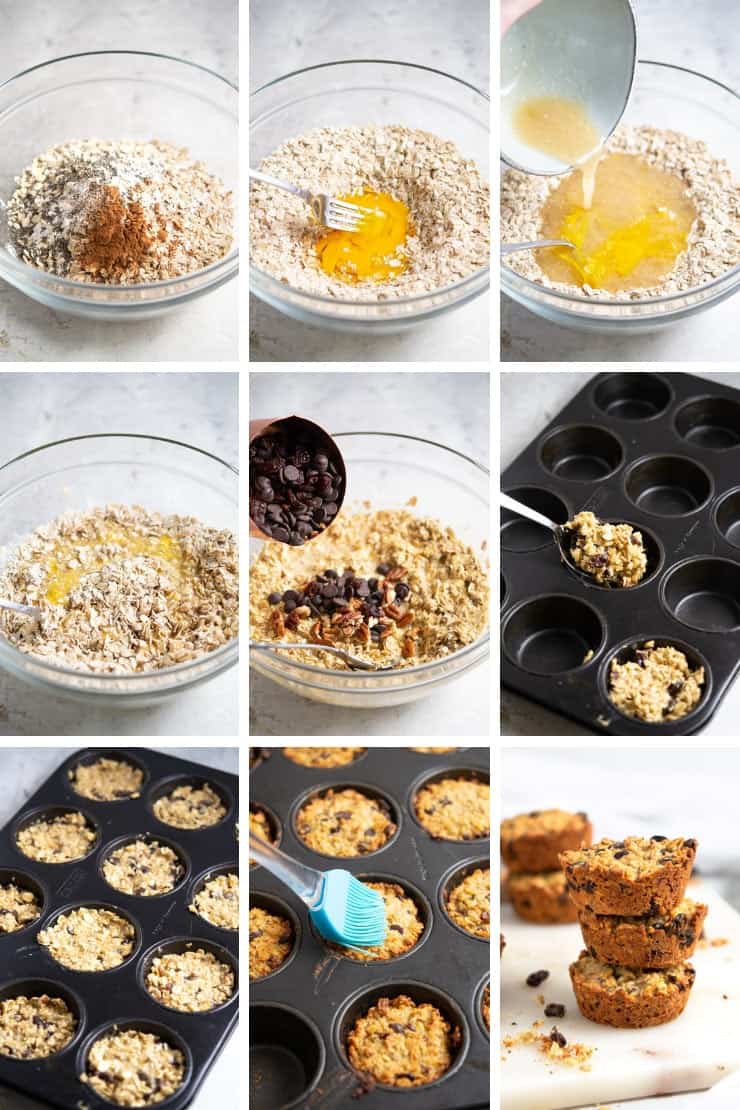 Step by step photos for making oatmeal raisin breakfast cookies