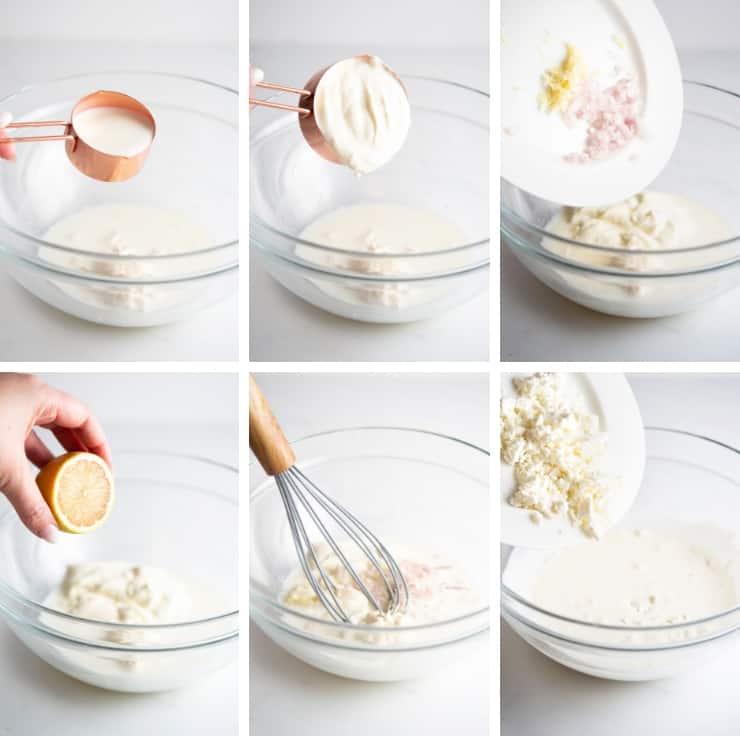 Step by step photos for how to make a creamy yogurt dressing