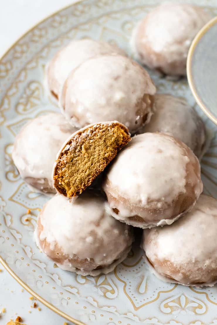 A close up of ginger cookies on a plate