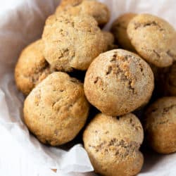 Whole wheat drop biscuits in a bowl