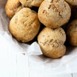 A collage image of whole wheat drop biscuits