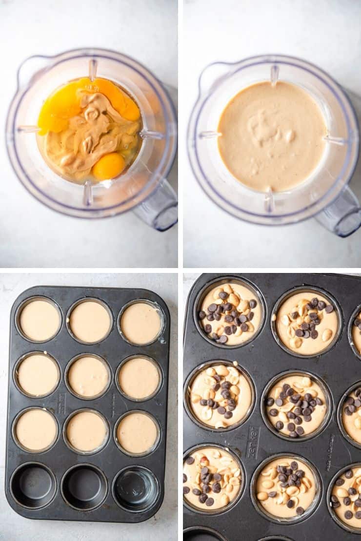 Step by step photos for how to make healthy chocolate chip muffins