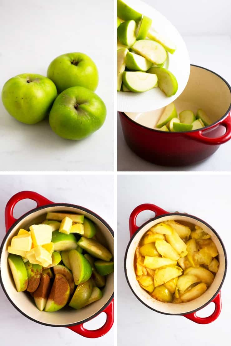 Step by step photos for making stove top apples