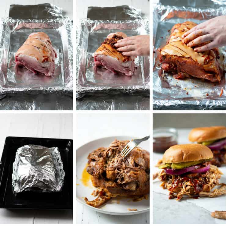 Step by step photos for making easy pulled pork