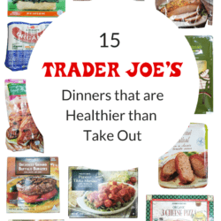 collage of healthy trader joe's dinners with title text overlay