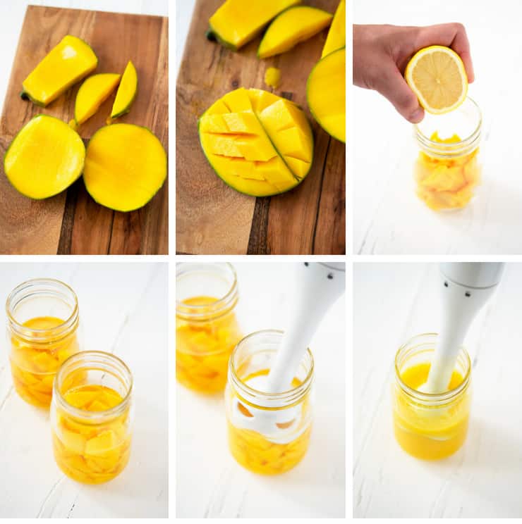 Step by step photos for how to make mango lemonade