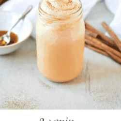 collage with image of 2 minute pumpkin spice milk and text overlay with recipe title