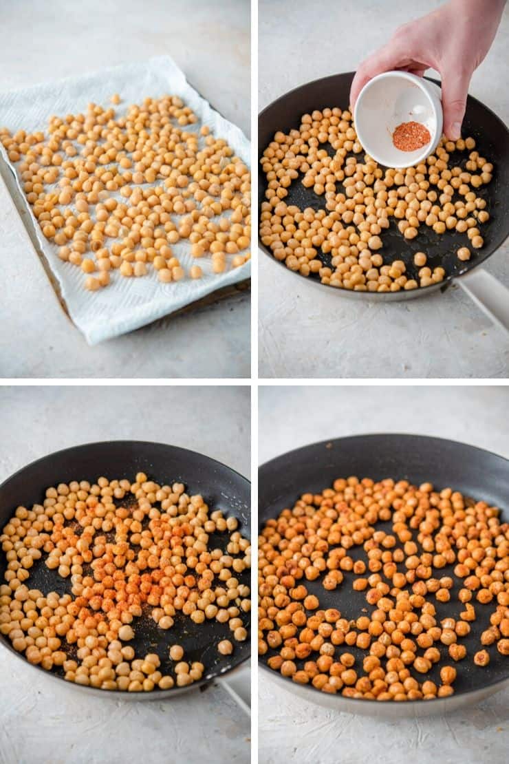 Step by step photos of how to make pan fried chickpeas