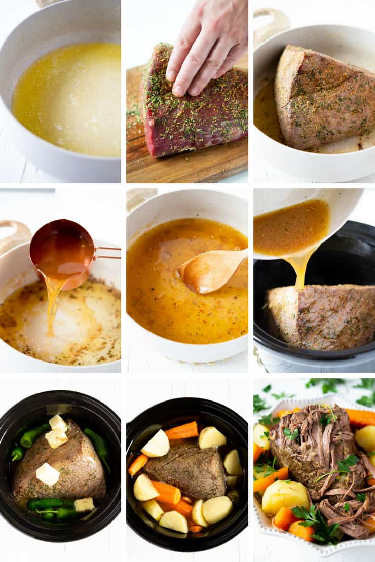 Step by step photos for making the best slow cooker beef stew