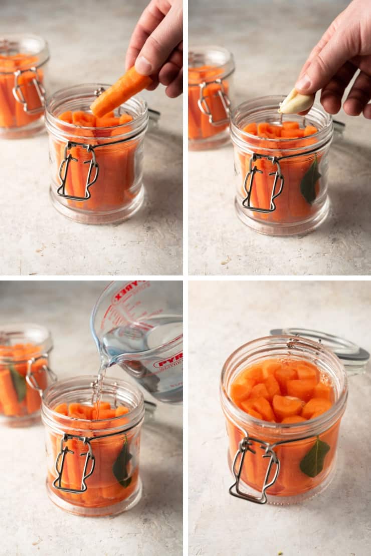 Step by step photos for making probiotic fermented carrots