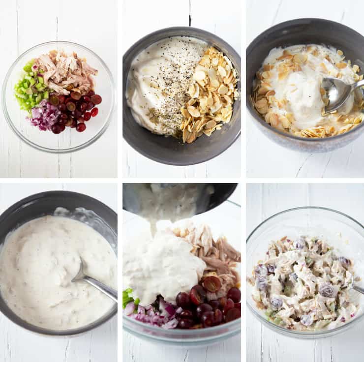 Step by step photo for how to make a rotisserie chicken salad 