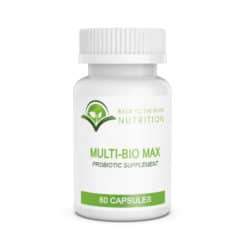 Bottle of Multi Bio Max Probiotics on white background