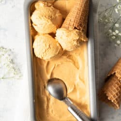 Pumpkin ice cream in a loaf pan