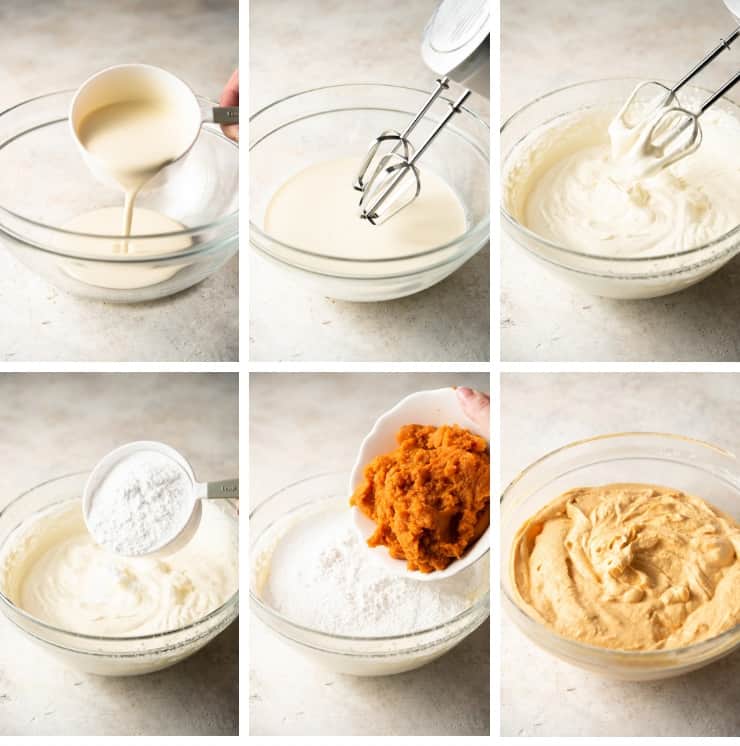 Step by step photos of making easy pumpkin ice cream