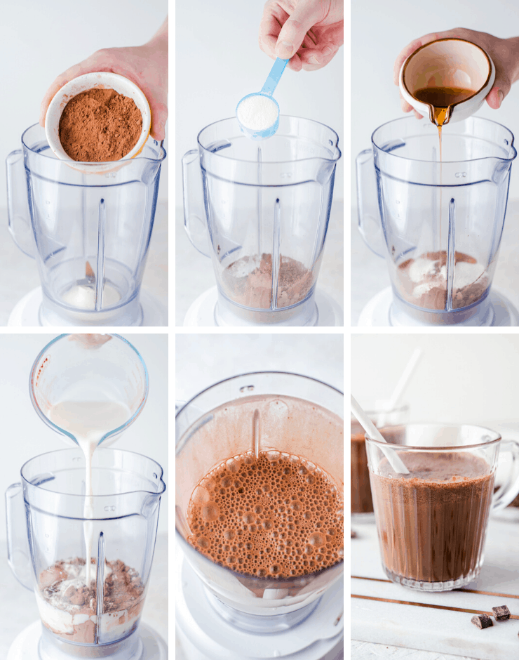 Step by step photos for making healthy chocolate milk