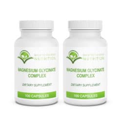Two bottles of Magnesium Glycinate complex on white background