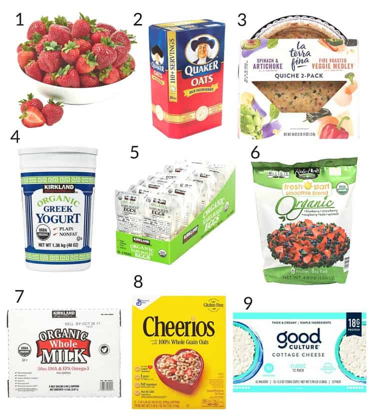 collage of healthy prepared breakfast foods from Costco