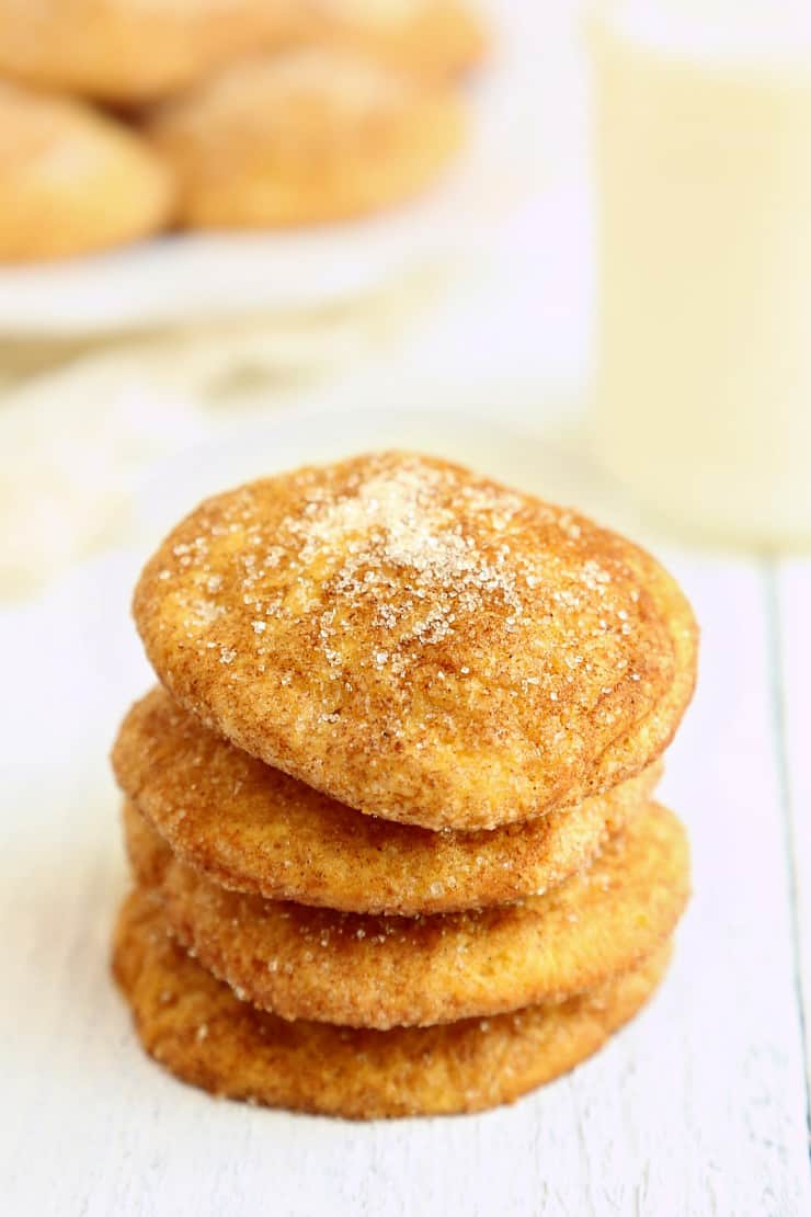 stack of pumpkin snickerdoodle cookies