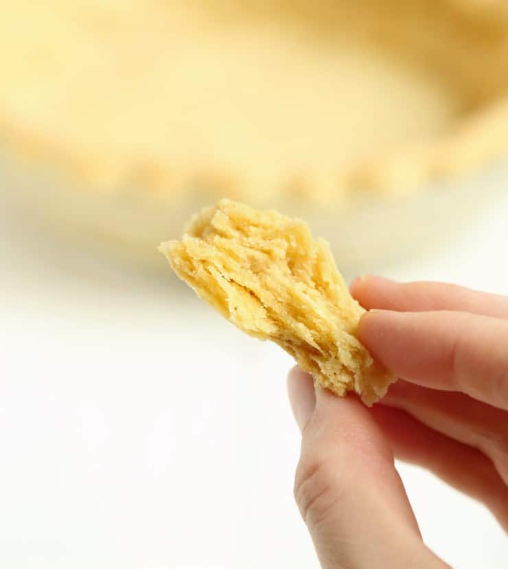 close up image of piece of flaky pie crust