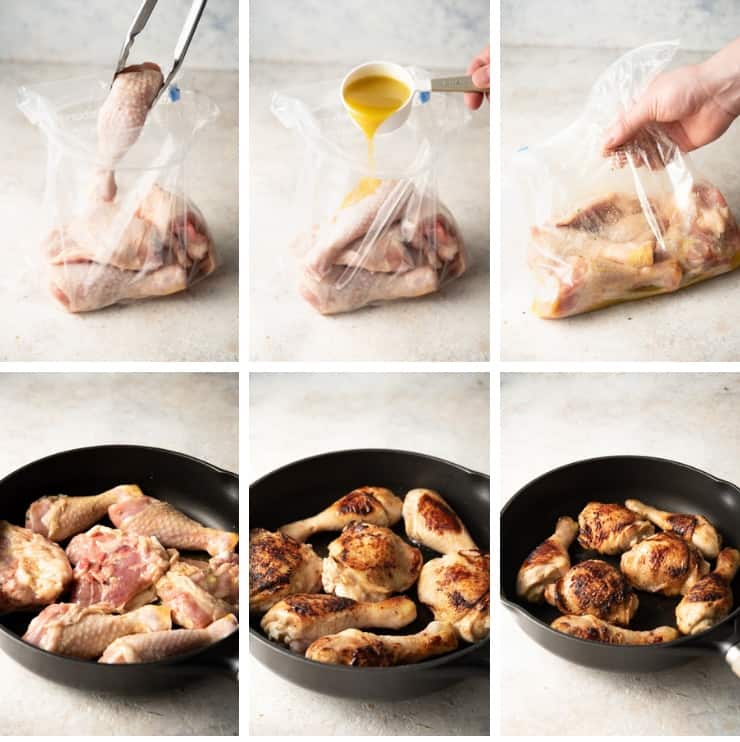 Step by step photos for making 3 ingredient Greek chicken