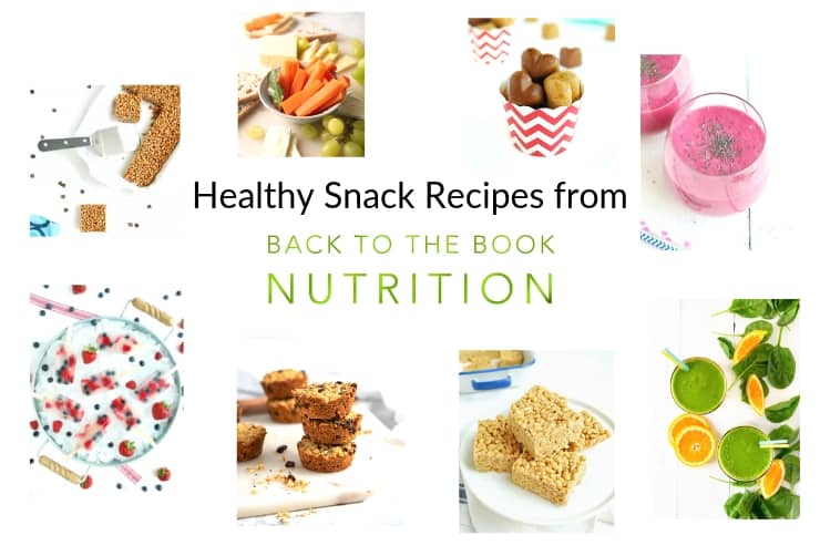 Collage of healthy snack recipes from Back To The Book Nutrition