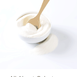 collage - white bowl with colostrum powder and text overlay: All about colostrum - benefits for immune and gut health, best brands, dosing, and more!