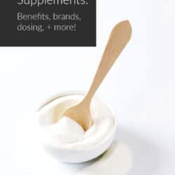 bowl of colostrum powder with small wooden spoon and article title text overlay