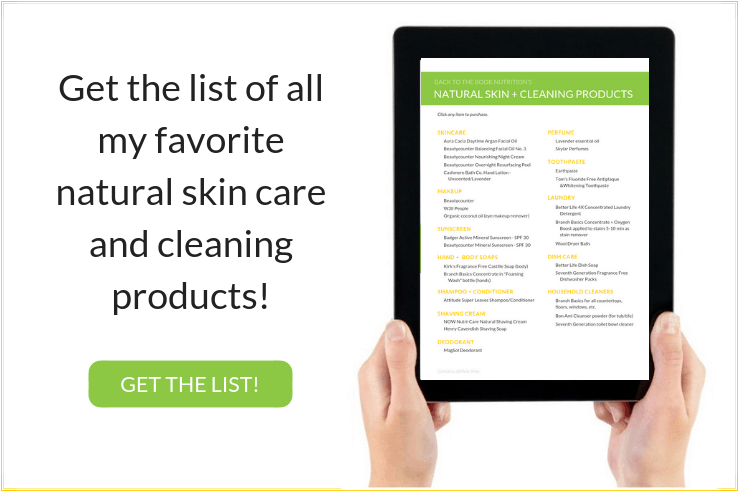 List of natural skin and cleaning products on tablet - click to download!