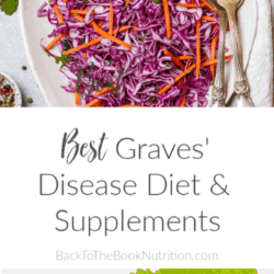 Collage of images of best foods and supplements for Graves' Disease, plus title text overlay