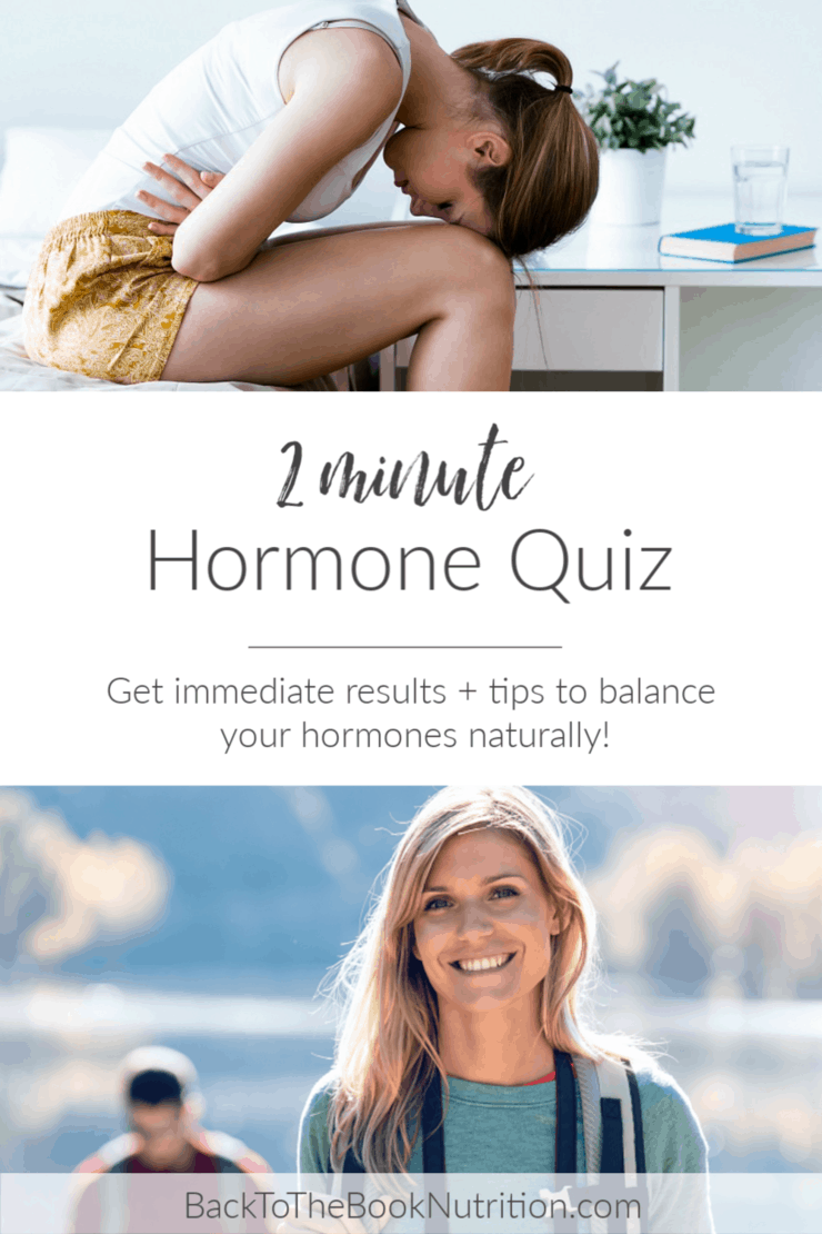 collage - Images of women with hormone imbalance and text overlay: 2 minute Hormone Quiz
