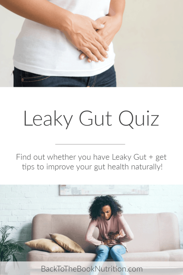 Collage images of women holding their stomachs in pain with text overlay: Leaky Gut Quiz