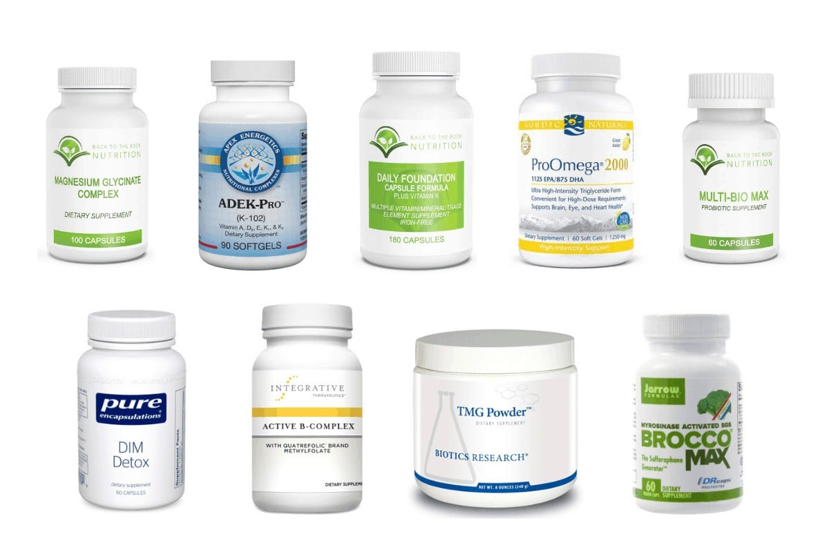 Collage of 9 dietary supplements helpful for high estrogen