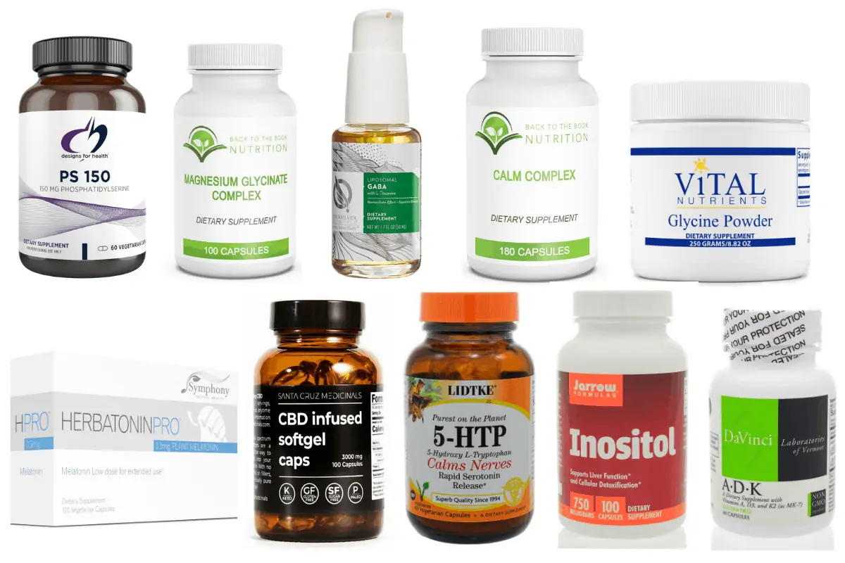 collage of common sleep supplements