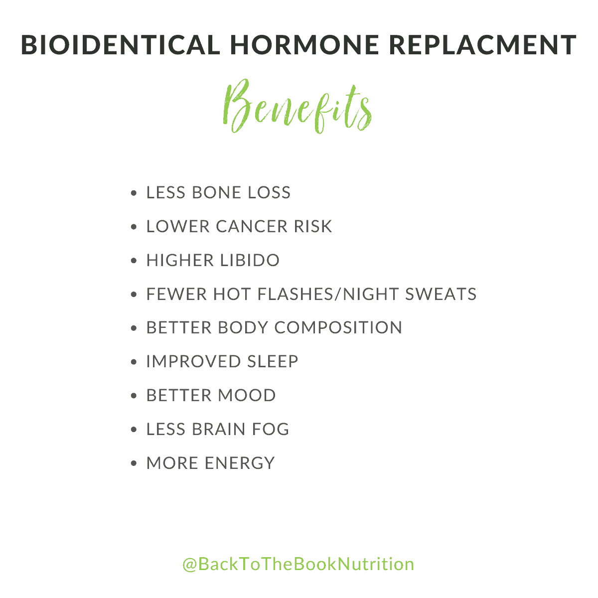 graphic listing top benefits of bioidentical hormone replacement therapy during perimenopause and menopause