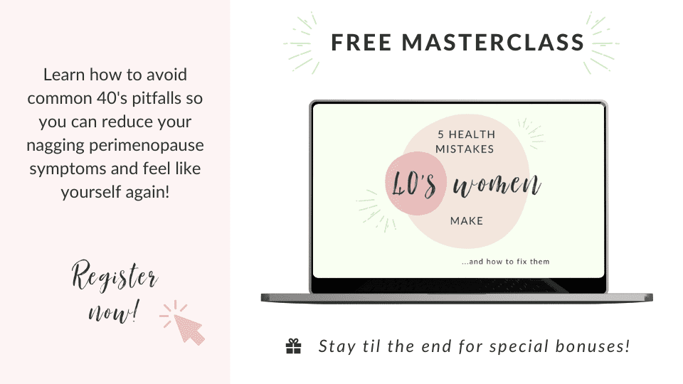 Mock up and info about Free Masterclass - Mistakes 40's Women Make. Click to register!